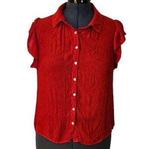 Forever 21 Contemporary Juniors XL Red Button Up Ladies Top